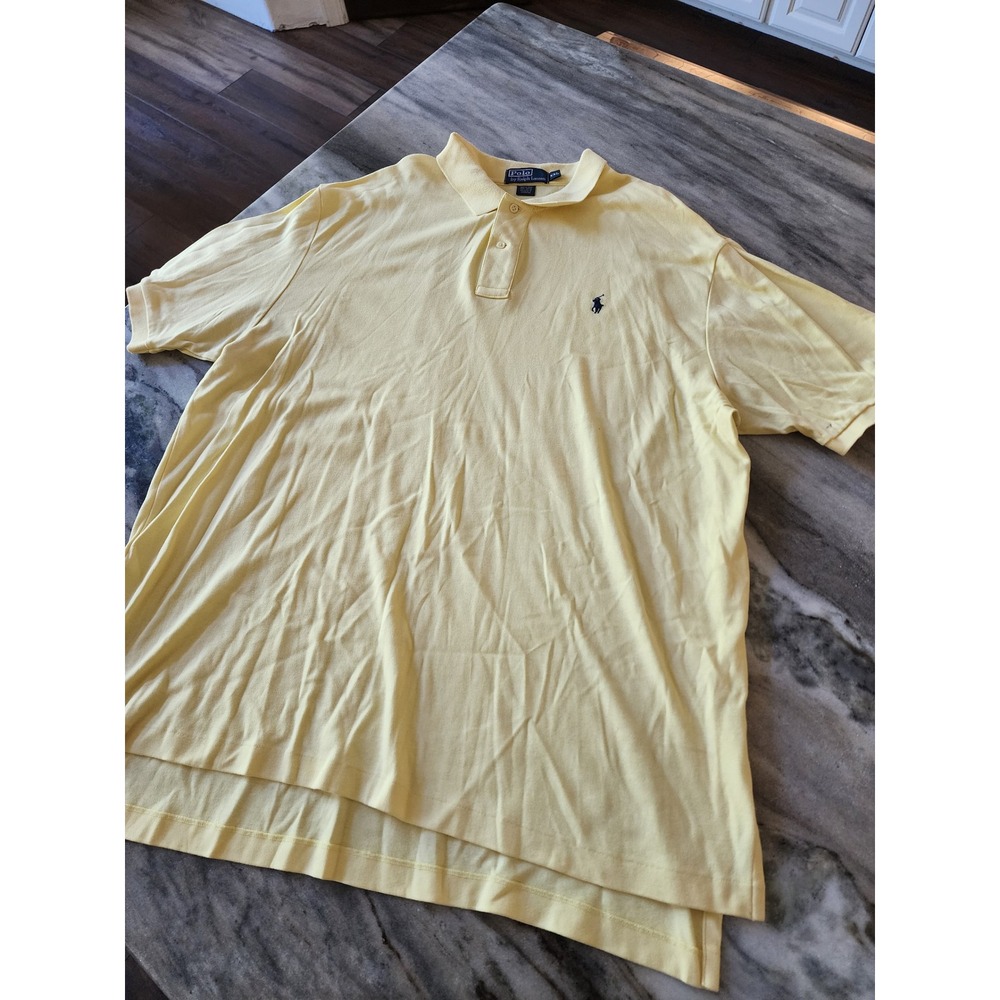 Polo Ralph Lauren Mens XXL Yellow Short Sleeve Cotton Pique Polo Shirt Pony Logo